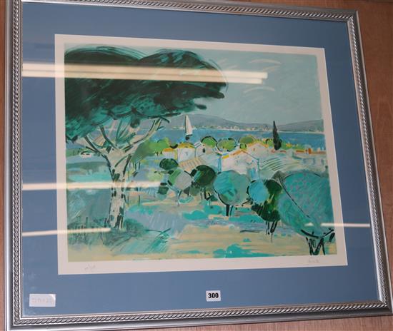 Limited edition print, Mediterranean coastal scene, signed Goriti, 52 x 63cm